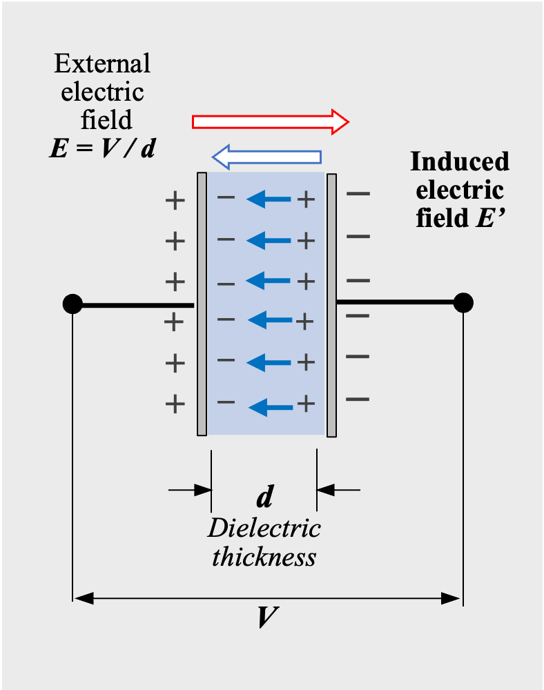 Figure 2 Electric charges on electrodes and in dielectric