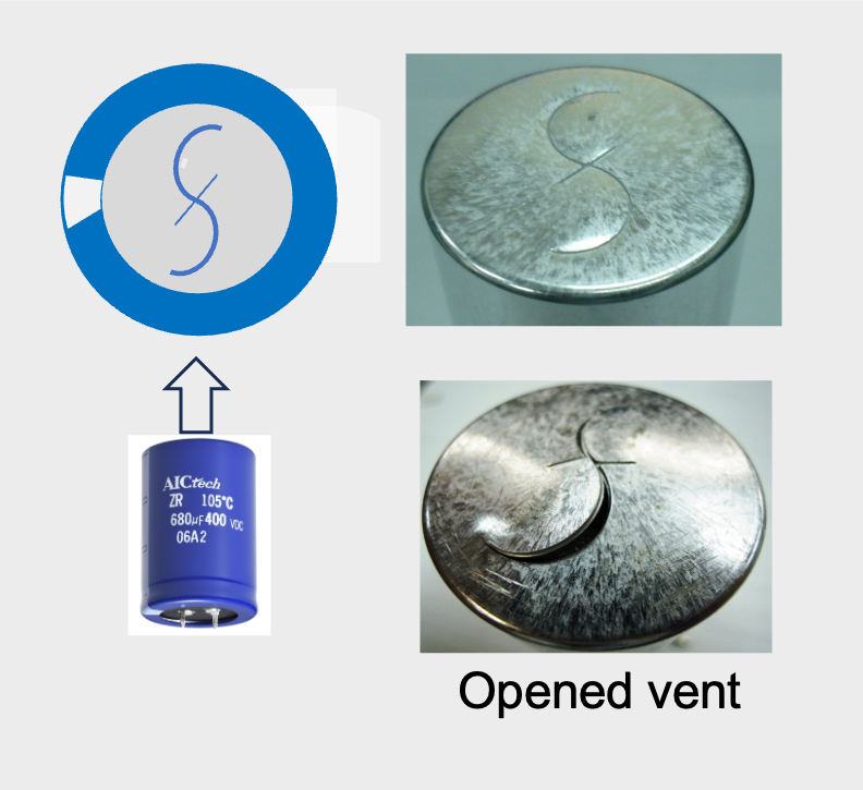 Figure 3 “S” shape pressure relief vent of AIC tech’s snap-in Al-Ecap