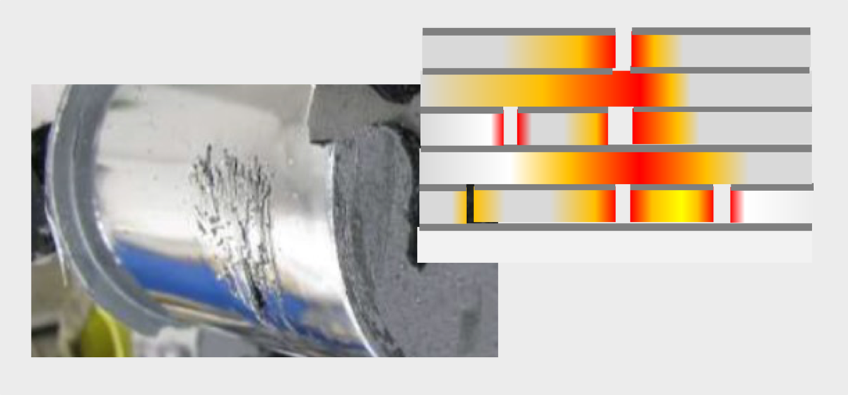 Figure 10 Image of MF-cap element eroded by heat generation due to frequent and repetition of SH