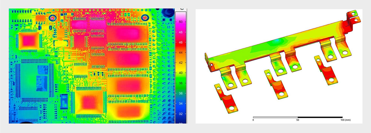 Figure 5 Temperature distribution of circuit board and bus-bar